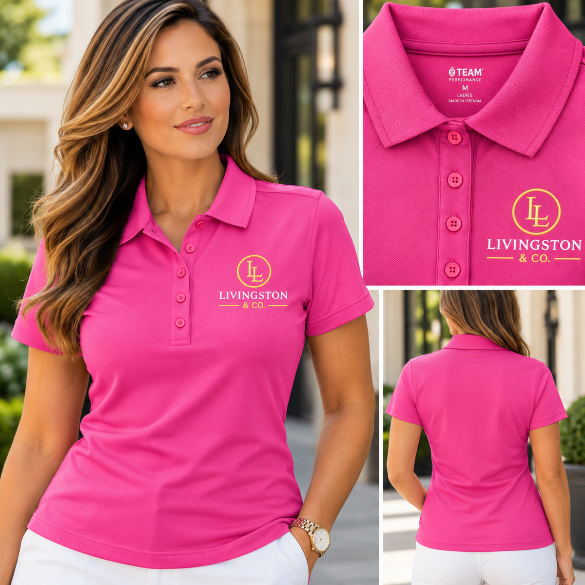 Livingston & Co. Classic Polo Pink Women