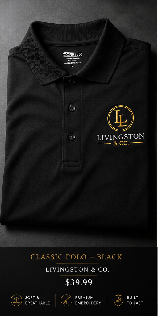 Livingston & Co. black classic polo product photo